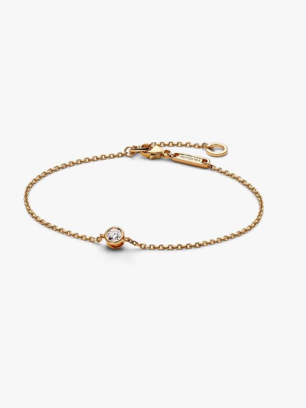 Pandora Era Bezel 14k Gold Lab-grown Diamond Chain Bracelet